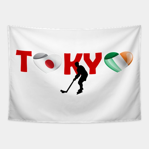 Sports games in Tokyo: Hockey team from Ireland (IE) Tapestry by ArtDesignDE