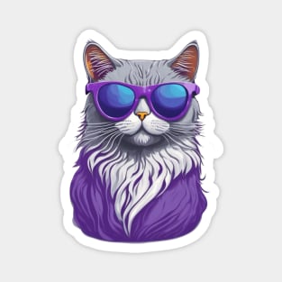 Purple cat in sunglasses Magnet