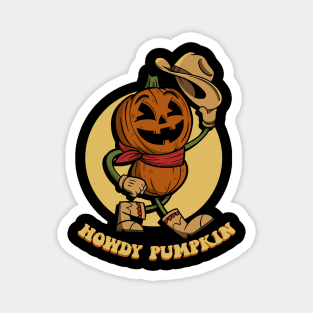 Howdy Pumpkin Retro Western Halloween T-Shirt Magnet