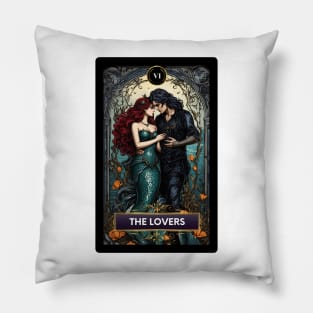 The Lovers Mermaid Tarot Card Pillow