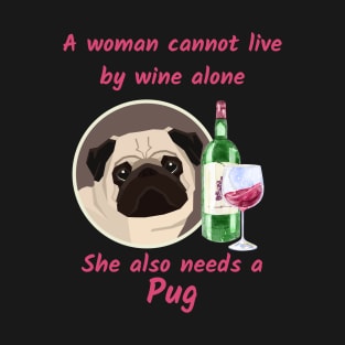 Funny Little Pug and Wine T-Shirt