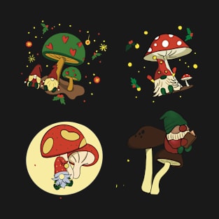 Vintage Merry Mushroom Lovers Stickers Pack T-Shirt