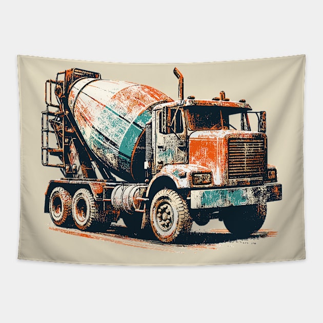 Concrete Mixer Truck Tapestry by Vehicles-Art