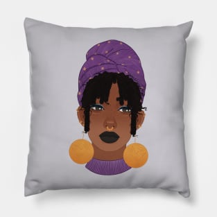 Afro girl with curls Pillow