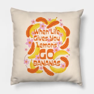 Go Bananas Illustrated Quote Pillow