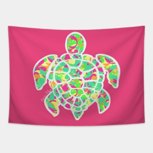 Love life colorful sea turtle Tapestry