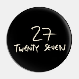 Hand Drawn Letter Number 27 Twenty Seven Pin