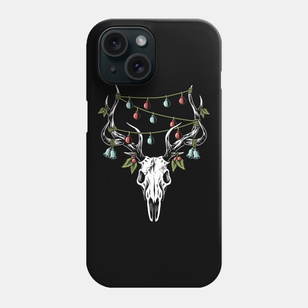 Christmas Reindeer Skull Decorations Phone Case by dumbshirts