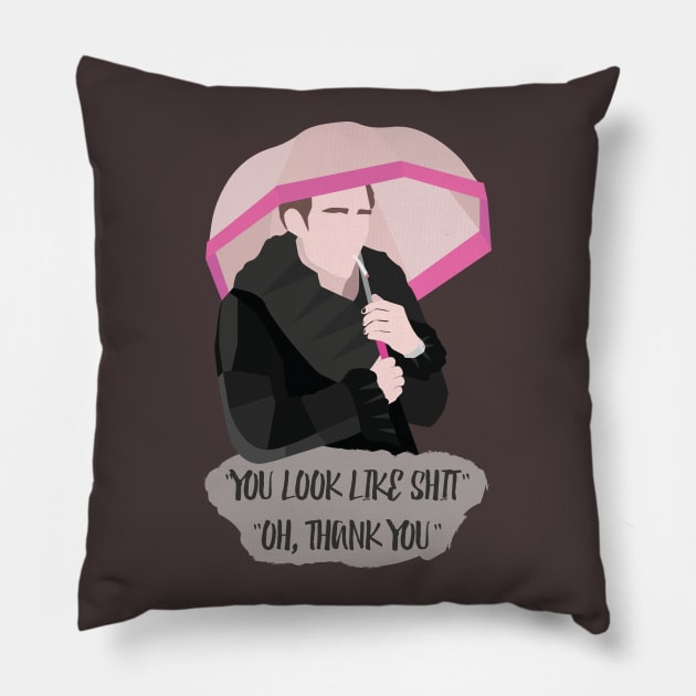 Klaus Hargreeves "You look like shit" Pillow by nuwandafoer