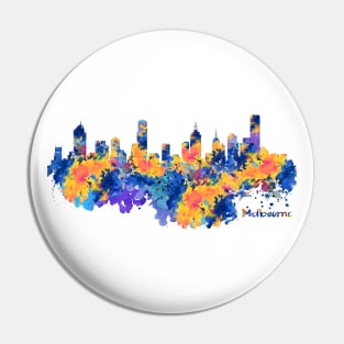 Melbourne Watercolor Skyline Pin