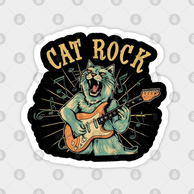 Cat,rock, and guitar Magnet by Aldrvnd