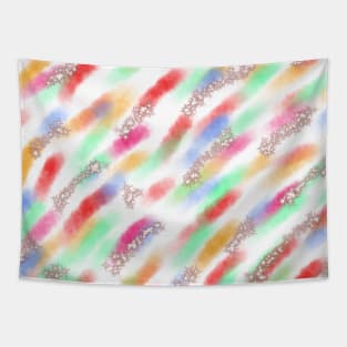 Red green watercolor sparkle glitter art Tapestry