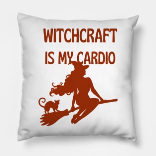 Witchcraft Is My Cardio Vintage Halloween Bat Black Cat Spooky Goth Witch Thrift Store Emo Horror Retro Super Cool Best Gift Pillow