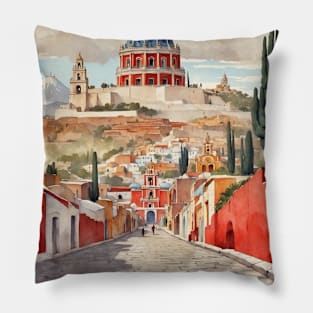 Cholula Puebla Mexico Vintage Tourism Travel Pillow