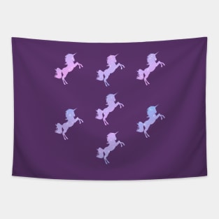 Lilac Lavender Sparkly Unicorn Silhouettes Tapestry