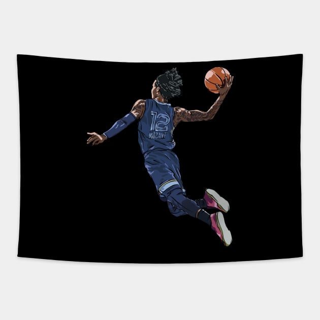 Ja Morant Dunk Sketch Tapestry by rattraptees