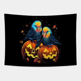 Parakeet Halloween Tapestry