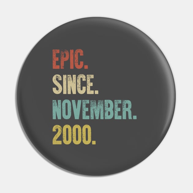 Retro Vintage 20th Birthday Epic Since June 2000 Pin by DutchTees