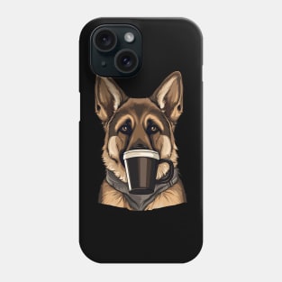 German Shepherd Drinking Coffee Phone Case