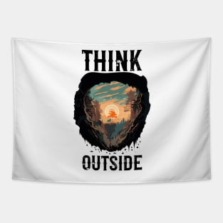 Think outside camping quote,Bohemian style camping, cute camping sunset Tapestry