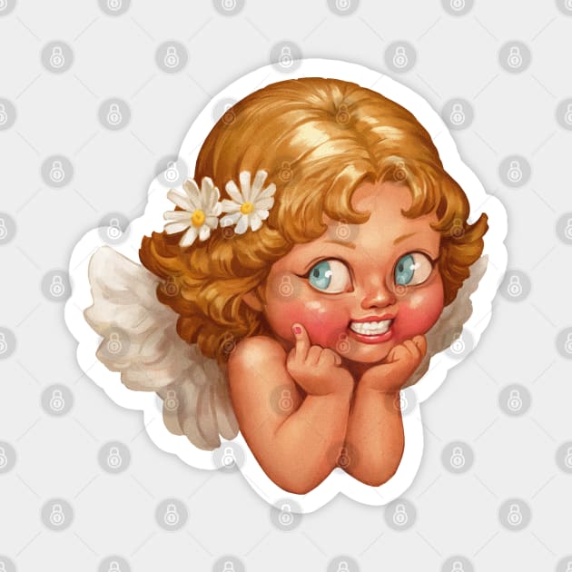 Sweet Daisies Cherub Magnet by Marianne Martin