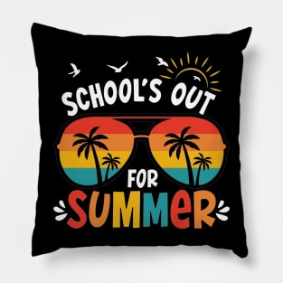 Retro Schools Out For Summer Last Day Of School Teacher Kids Pillow