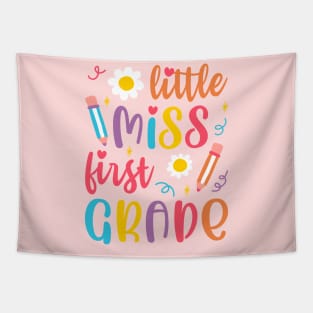 Little Miss First Grade Cute First Day of School Tapestry