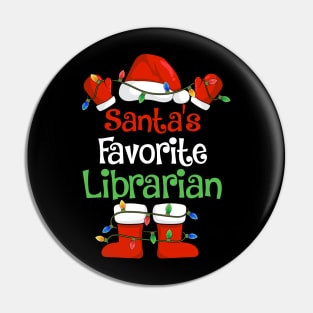 Santa's Favorite Librarian Funny Christmas Pajamas Pin