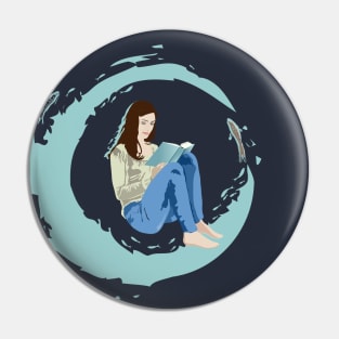 Reader abstracted in her bubble Pin