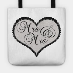 Elegant Mrs and Mrs Lesbian Pride Decorative Heart Tote