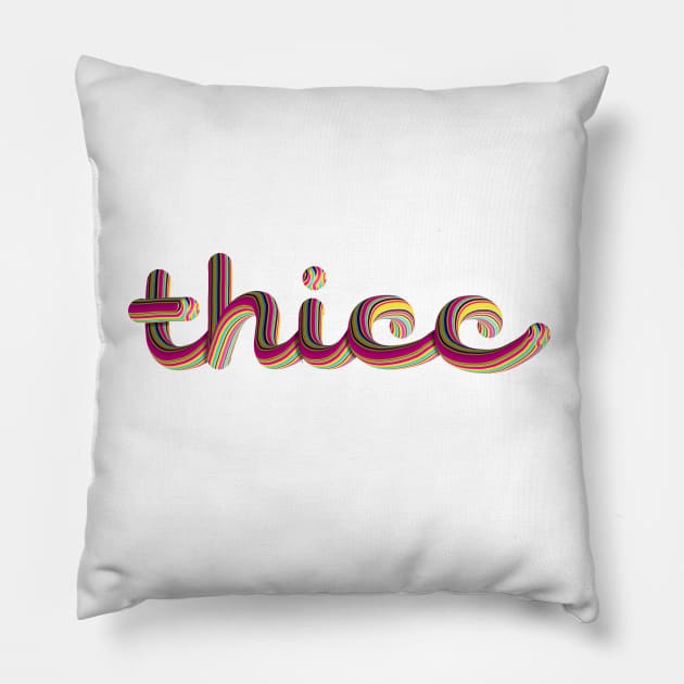 Thicc Text 3D Lettering Digital Illustration Multicolur brush Pillow by Ciara Shortall Art