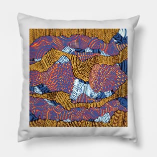 3D Intricate Doodle Design, Orange, Yellow, Purple, White and Red Bright n’ Bold Abstract Pattern Pillow