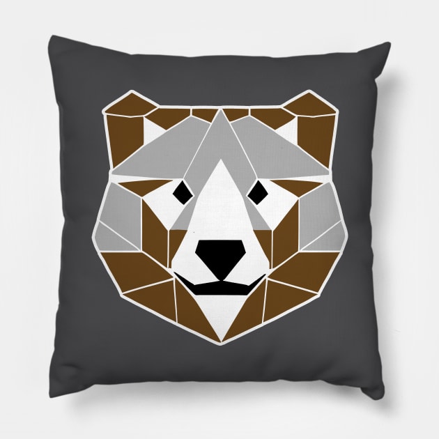 Geometric Gray Bear (MD23Ani002c) Pillow by Maikell Designs