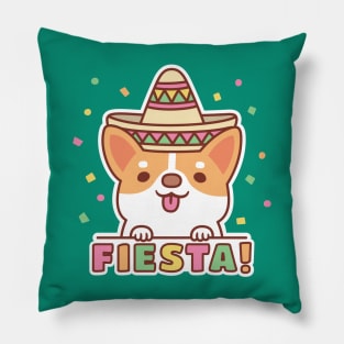 Cute Corgi Puppy Enjoying A Fiesta Pillow