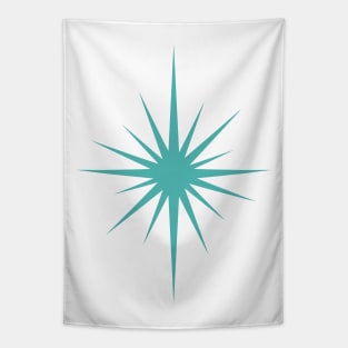 Turquoise Blue Starburst Mid Century Modern Tapestry