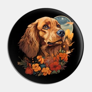 English Cocker Spaniel  Dog Vintage Floral Pin