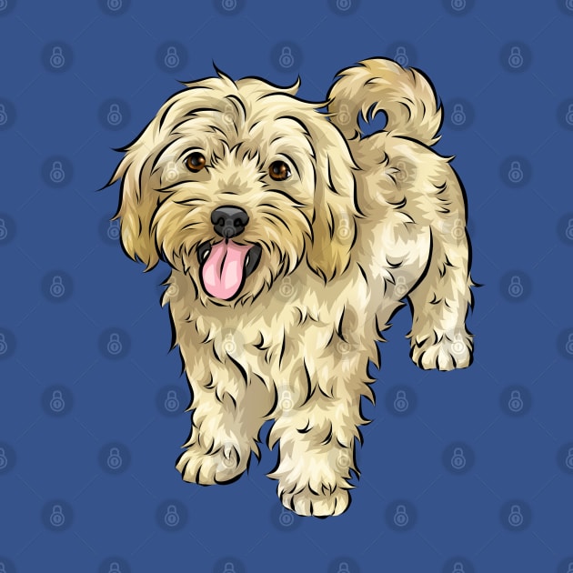 Cute Cream / Yellow Cavapoo Dog by Shirin Illustration