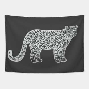 Snow Leopard Ink Art - on dark colors Tapestry