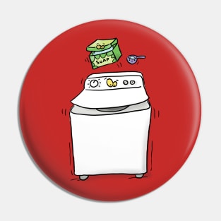 Cute funny washing machine laundry cartoon illustration Pin