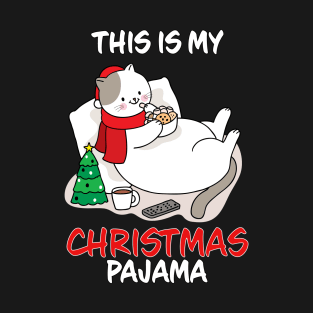 This Is My Christmas Pajama Cat Cookies TV Family Matching Christmas Pajama Costume Gift T-Shirt