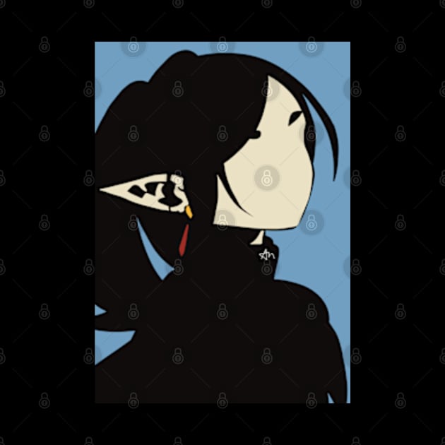 A design featuring Frieren the elf girl character as Frieren the Slayer in minimalist silhouette style from Sousou no Frieren Frieren Beyond Journeys End or Frieren at Funeral anime fall 2023 SNF65 by Animangapoi