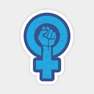 feminist fist, women symbol, girl power, equality women's era (blue) Magnet