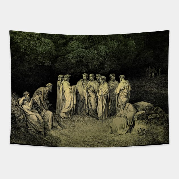 High Resolution Gustave Doré Illustration The Poets in Limbo Tinted Tapestry by tiokvadrat