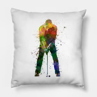 Golf player in watercolor Pillow