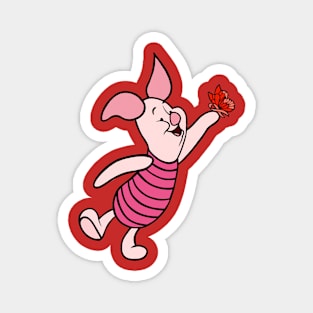 Little Pig with Awareness Ribbon Butterfly (Red) Magnet