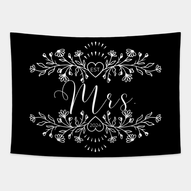 Mrs. Est. 2024 Tapestry by Janickek Design