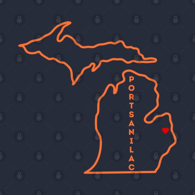 Port Sanilac MI Love (Orange) by TorrezvilleTees