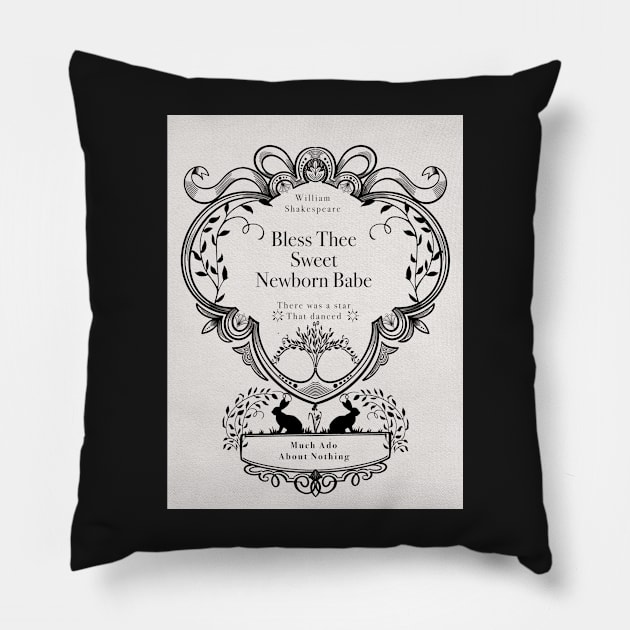 Shakespeare Newborn Quote| Silhouette Rabbits| Literature Nursery| Victorian Frame| Folk Art Pillow by penandbea