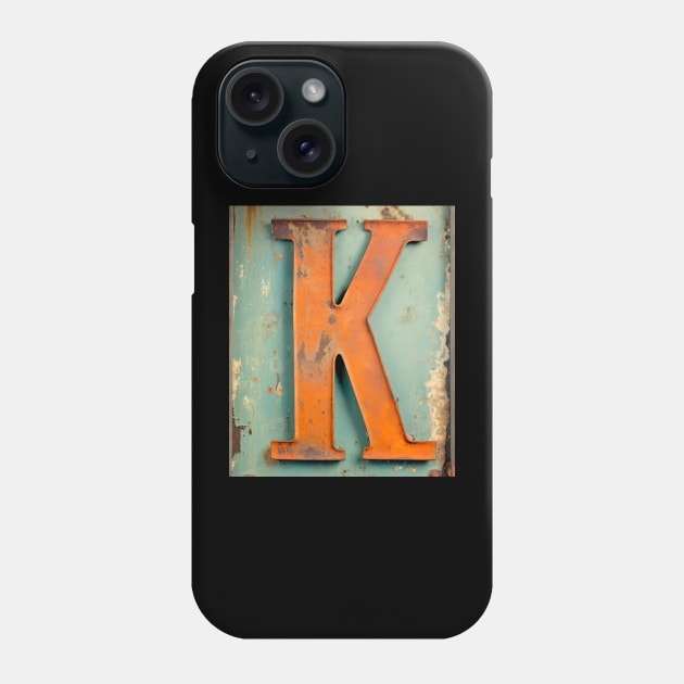 Rusty Letter "K" Monogram K initial Phone Case by Mind Your Tee