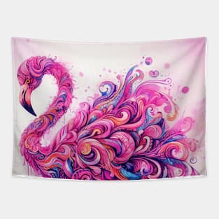 Abstract painting of a pink flamingo Tapestry